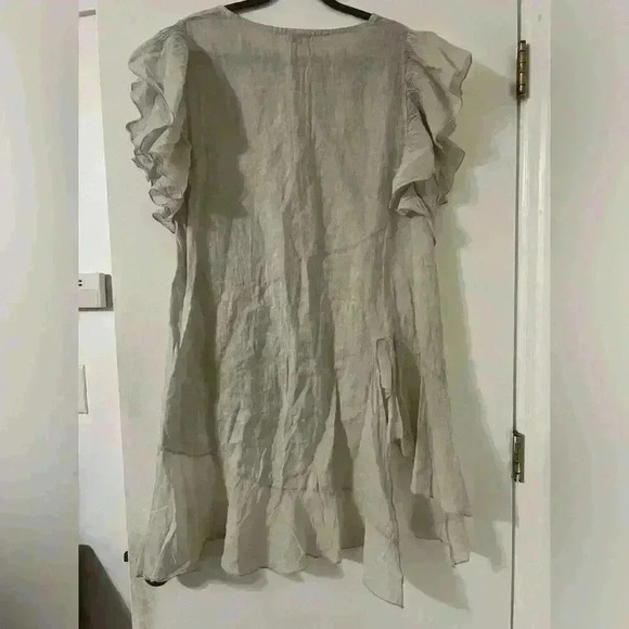 ACQUA & LIMONE  Lagenlook Flutter Sleeve Hi Low Asymmetrical Tunic L (G110) - Picture 9 of 10